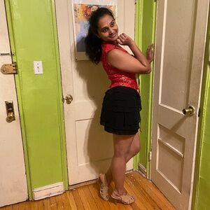 Silk Ruffled Mini Skirt